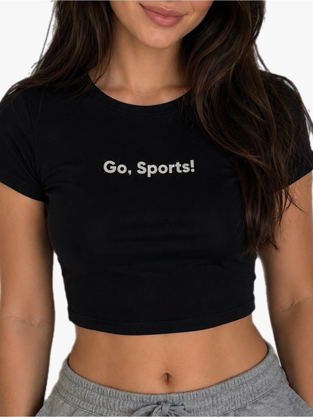 Barstool Sports Black 'Go, Sports!' Cropped Baby Tee Women’s Size XS Small